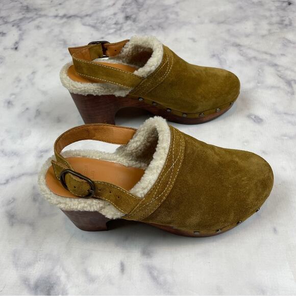 Sezane Taylor Suede Slingback Clogs Shearling Lined NWOB - Picture 6 of 12